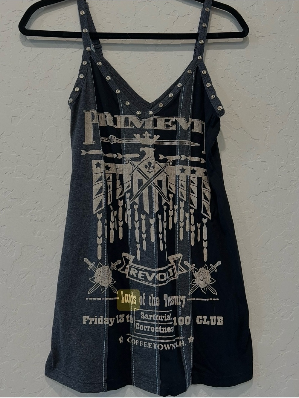 REVOLVE Black and Charcoal Graphic Studded Tank Top